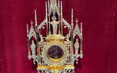 Monstrance (1) - Gothic Style - Silver gilt - Early 20th century