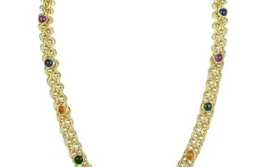 Multi-Colored Tourmaline Long Chain Necklace