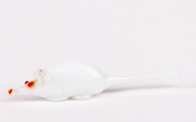 Murano Venetian Glass Sculpture White Mouse