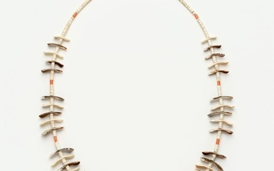 Native American Carved Shell Bird Fetish Necklace