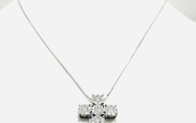 Necklace Cross Diamond - 18 kt. White gold - Necklace with pendant - 1.80 ct Diamond