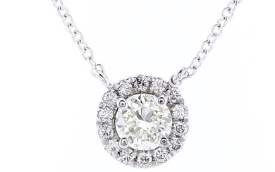 Necklace with pendant - 14 kt. White gold - 0.64 tw. Diamond (Natural) - Diamond