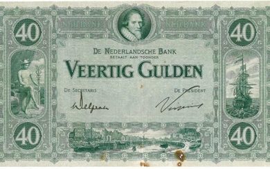 Nederland. 40 gulden. Bankbiljet. Type 1921. Maurits - Fraai / Zeer Fraai.
