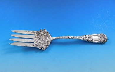 New Art by Durgin Sterling Silver Cold Meat Fork with Lilies 8 1/2" Server