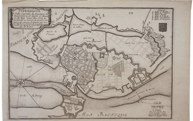 Nicholas De Fer: “Le Sund ou Detroit du Sond” and “Copenhague”, 1705. Two landmaps over Copenhagen and Øresund. Copper etching. App. 22×33 cm. (2)