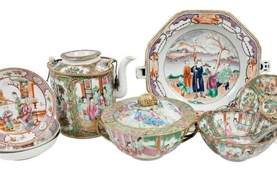Nine Pieces Chinese Export Famille Rose Porcelain