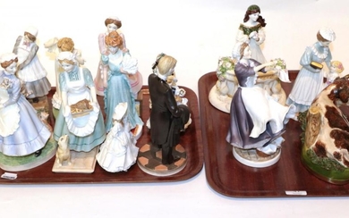Nine Royal Worcester 'Upstairs Downstairs' figures; two further Royal Worcester...