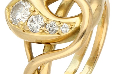 No Reserve - 18K Yellow gold snake ring set with approx. 0.09 ct. diamond.