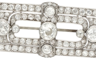 No Reserve - Platina Art Deco broche bezet met ca. 5.76 ct. diamant.