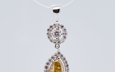 No Reserve Price - 0.55 tcw - Fancy Deep Brownish Yellow - 14 kt. White gold - Pendant Diamond