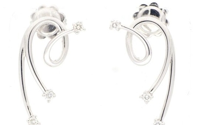 No Reserve Price - 18 kt. White gold - Earrings - 0.12 ct