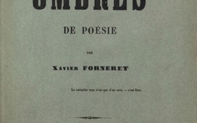 Ombres de poésie. Paris, Dumas 1860. Édition originale. In-8, demi-veau noir d'Alix., Forneret, Xavier
