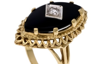 Onyx-Brillant-Ring GG 585/000 with a brilliant-cut diamond 0.10...