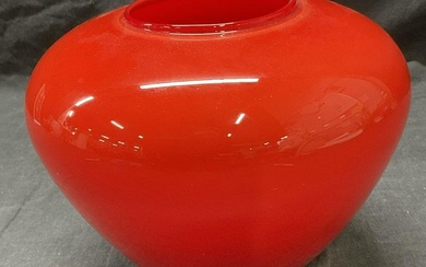 Opaque Post Modern Red Glass Vessel / Vase