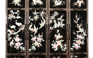 Oriental Painted Black Lacquered with MOP Screen