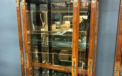Ornate Antique Wood & Gilt Brass Curio Cabinet