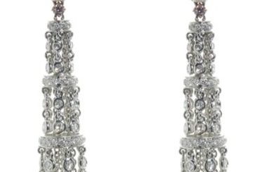 PAIR OF 18CT WHITE GOLD AND DIAMOND PENDANT EARRINGS