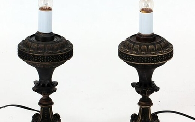 PAIR OF CONTINENTAL BRONZE TABLE LAMPS