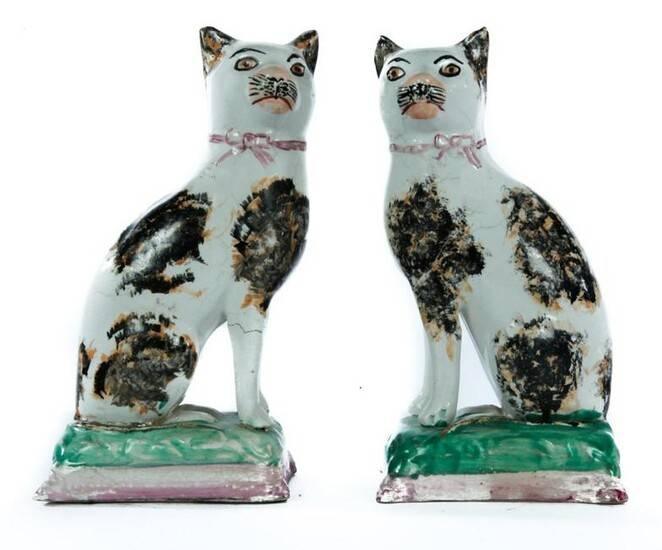 PAIR OF ENGLISH STAFFORDSHIRE CATS.