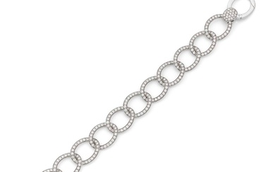 POMELLATO Collection "Brera" Bracelet en or blanc 18k (750‰) ajouré à motifs d'anneaux entrelacés rehaussés...