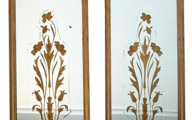 Pair Eglomise Mirrored Sconces