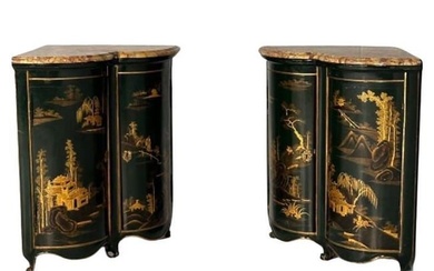Pair Louis XV Style Japanned Corner Cabinets / Encoignures, Christies Provenance