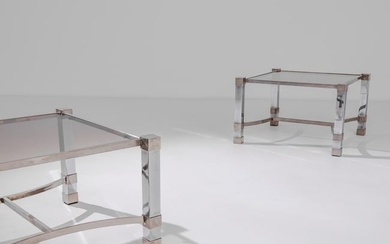 Pair Maison Charles Style Glass Top Tables