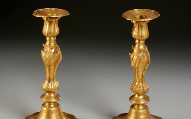 Pair Regence gilt bronze candlesticks