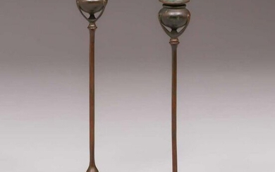 Pair Tiffany Studios Bronze Candlesticks c1910