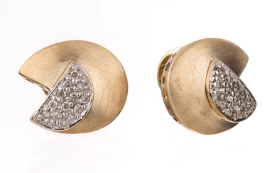 Pair of 14 kt gold brilliant-earrings , YG/WG 585/000, YG...