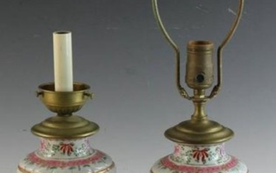Pair of Brass Mounted Porcelain Lamps