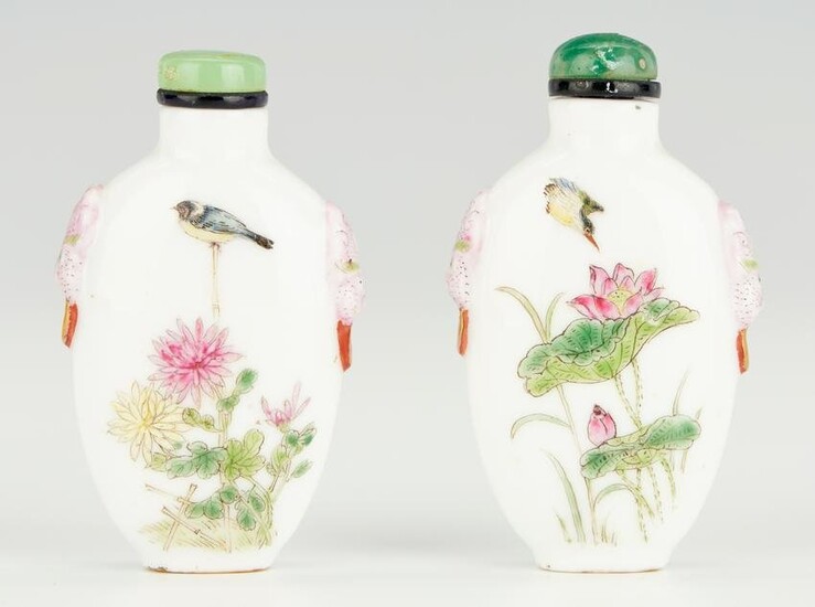 Pair of Chinese Famille Rose Porcelain Snuff Bottles