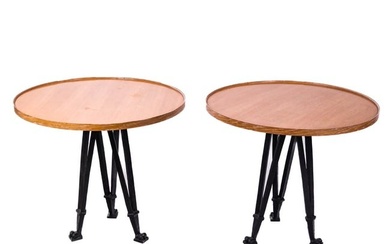 Pair of Mid-Century Round Lamp Tables