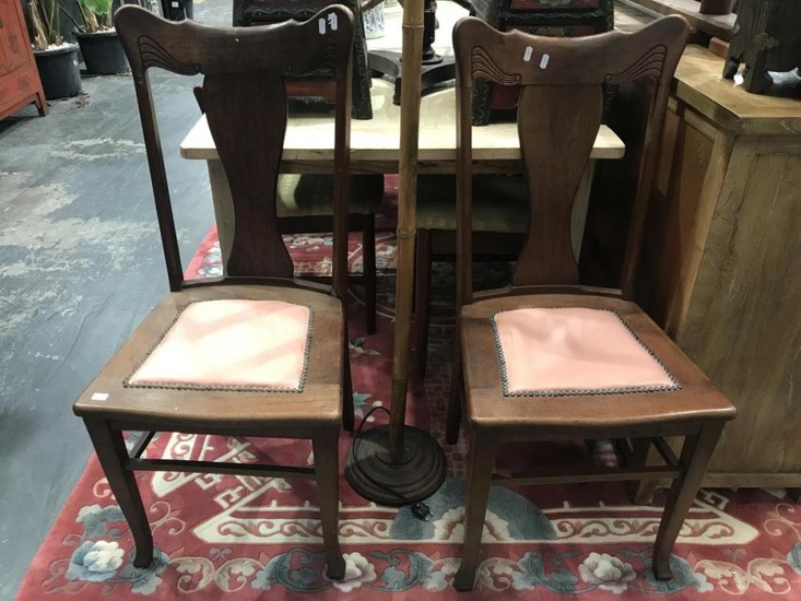 Pair of Nouveau Style Dining Chairs (BH:100cm SH: 45cm)