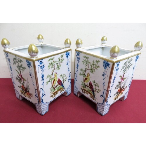 Pair of continental porcelain Versailles style planters of s...