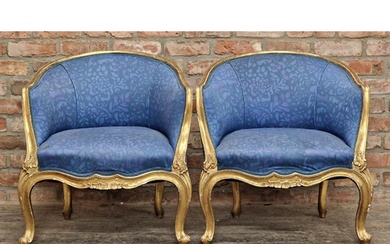 Pair of good quality 19th century French gilt wood tub chair...