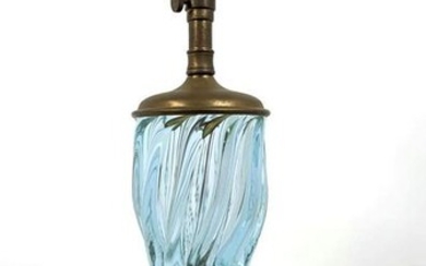 Pale Blue Murano Art Glass Table Lamp. Two stacked glas