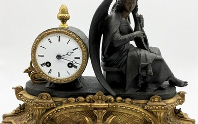 Parcel-Gilt Figural Mantel Clock