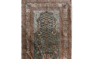 Persian Isfahan Silk Prayer Rug.