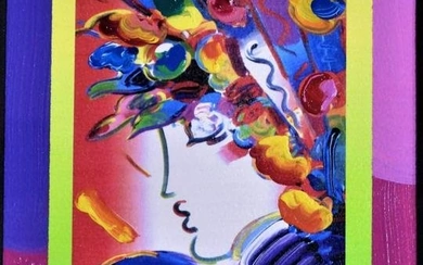 Peter Max Mixed Media Acrylic on paper "Blushing Beauty on Blends" 2006