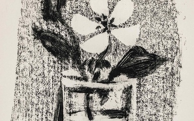 Picasso, Pablo. Fleurs dans un Verre VI. Lithographie sur vélin. Datée dans la pierre. 1947....