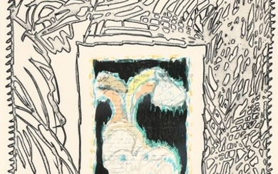 Pierre Alechinsky: Composition from the serie “ABC de Correspondance”. Signed Alechinsky 1987, 20/99. Visible size 76 × 51 cm.
