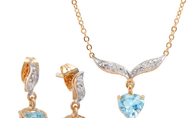 Plated 18KT Yellow Gold 3.10ctw Blue Topaz and Diamond Pendant...