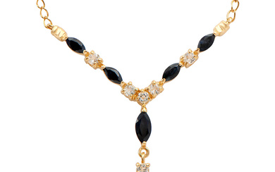 Plated 18KT Yellow Gold 3.50ctw Black Sapphire and White Topaz...