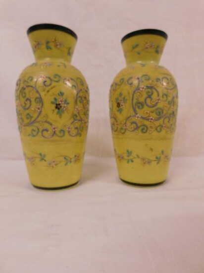 Pr Antique Bristol Glass Vases