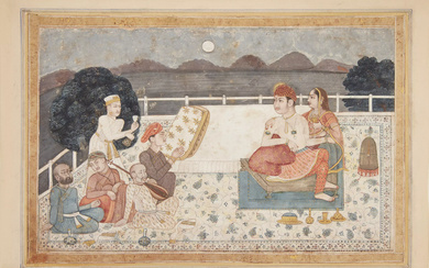 Prince Bidar Bakht entertained at moonlight, Lucknow or Oudh, circa...
