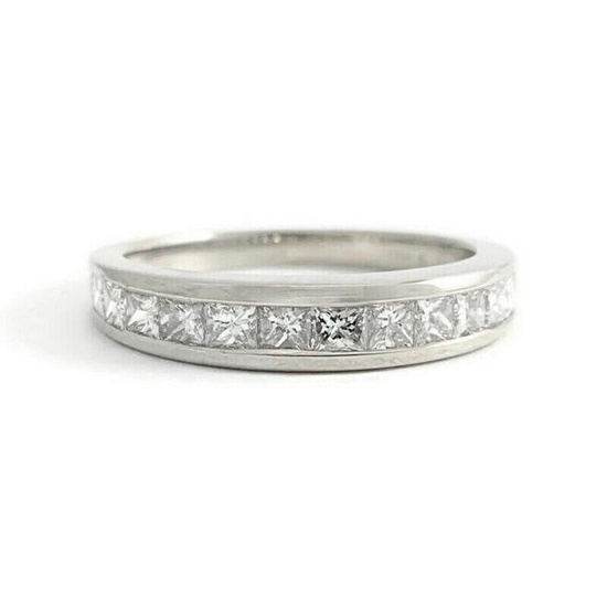 Princess Diamond Channel-Set Wedding Band Ring 14K White Gold, 3.05 Grams