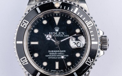 ROLEX Submariner Ref. 16610 No. T227522 Vers 1996. Montre bracelet de plongée en acier Boîtier...