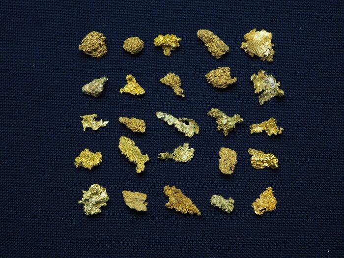 Rare Crystalline gold collection from Round Mountain Mine, Nevada, in display case Specimen - 3.85 g