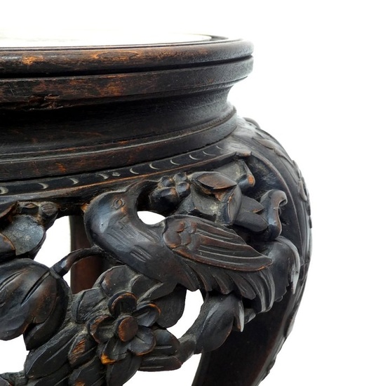 Refined Flower Holder with Floral Decorations, Worked and Carved by Hand, 40 cm - Wood - First half 20th century